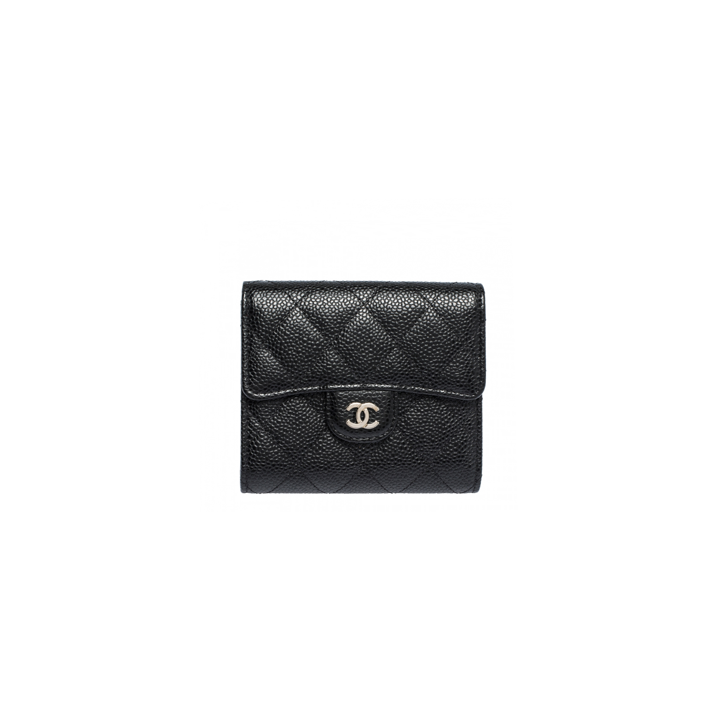 CHANEL MASTER BLACK QUILTED CAVIAR LEATHER TRIFOLD WALLET (11.5*10.5*3cm)